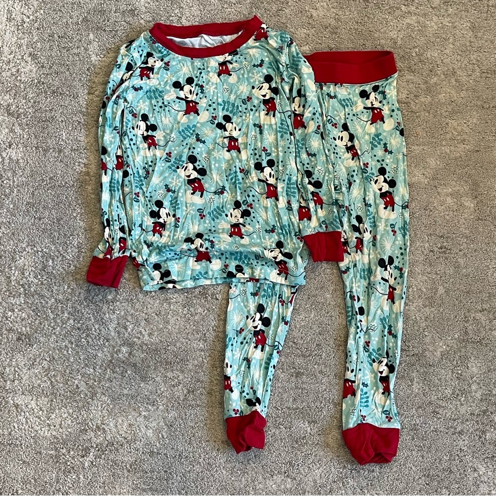 Little Sleepies Disney Mint and Red Mickey Mouse Pajama Set